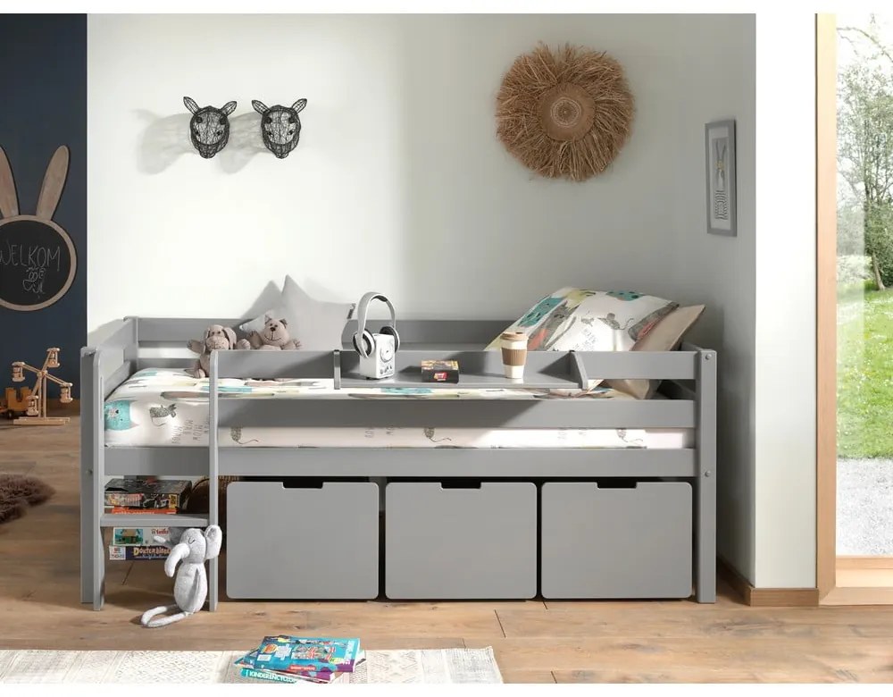 Sertare pentru sub pat de copii gri 3 buc. Pino – Vipack