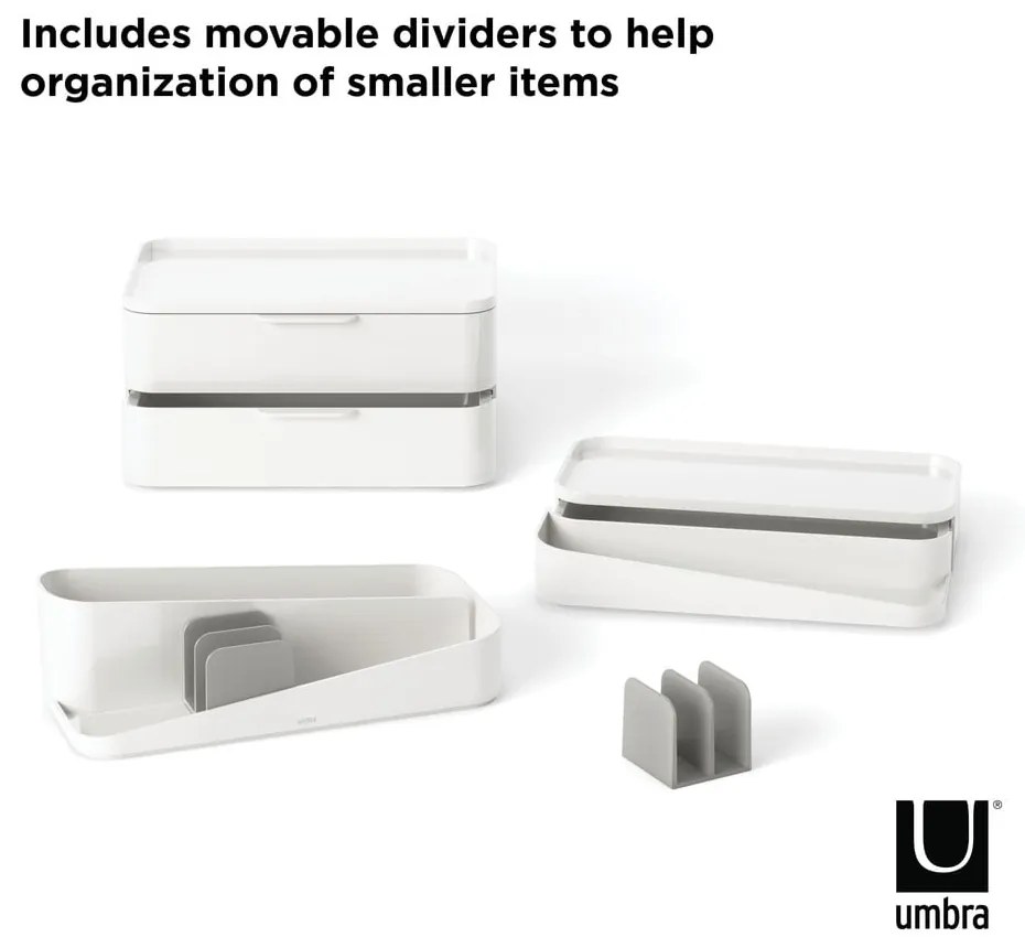 Organizator de baie alb pentru cosmetice din plastic Glam – Umbra