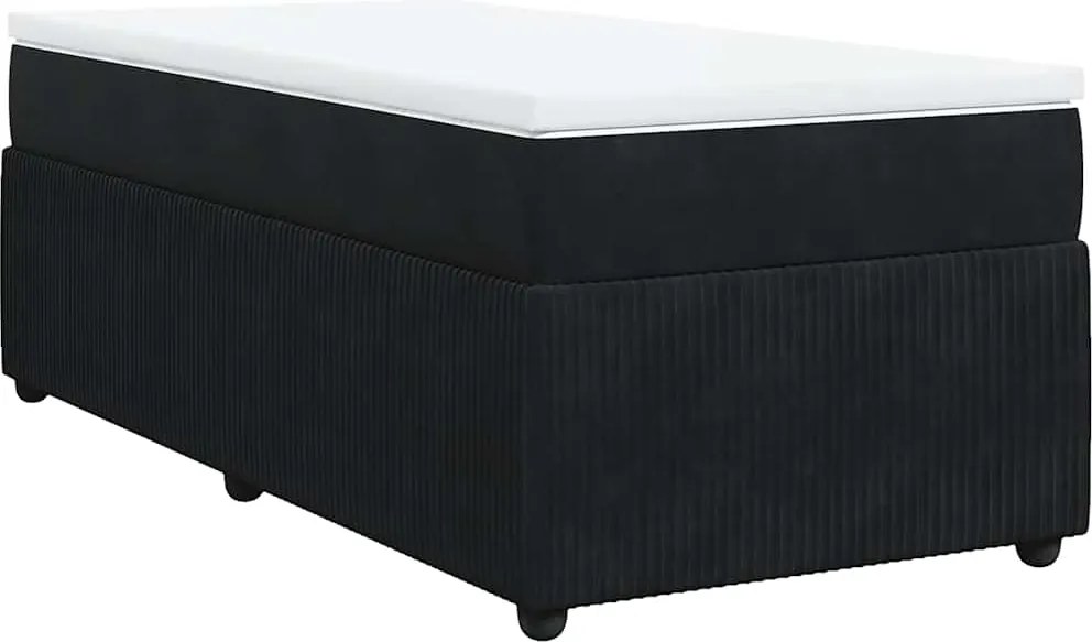 vidaXL Pat box spring cu saltea, negru, 80x200 cm, catifea