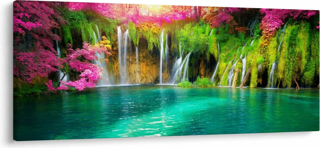 Tablou - Cascada, Lacurile Plitvice, Croația (120x50 cm)