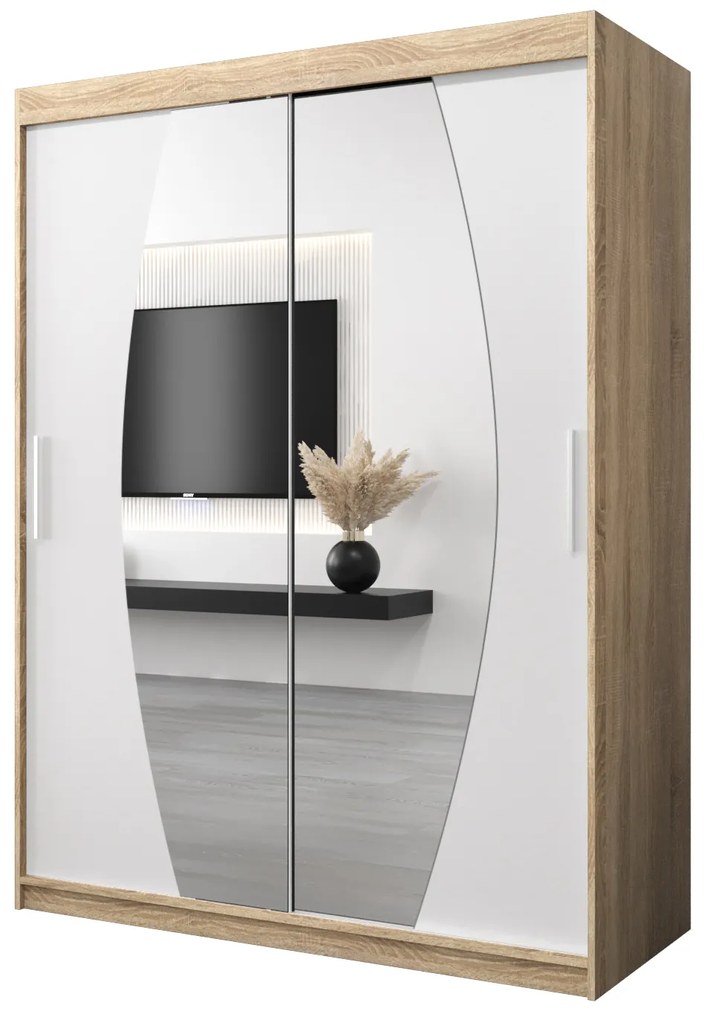 Dulap de haine 150 cm Eclipse (Stejar sonoma + Alb mat). 1063410
