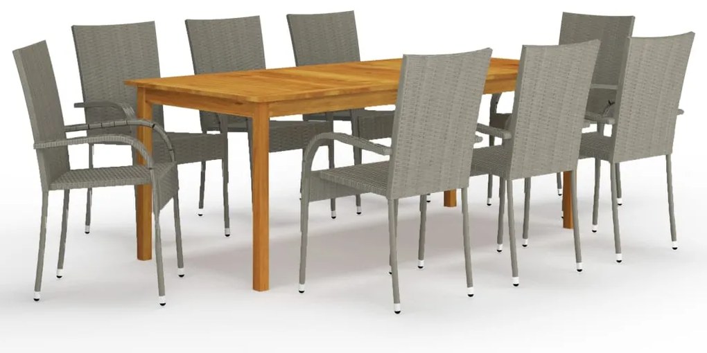 vidaXL Set mobilier de grădină, 9 piese, gri