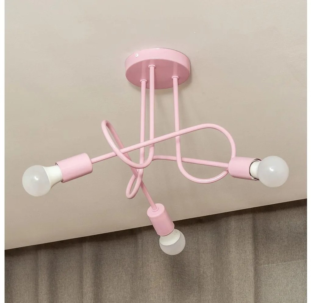 Plafonieră OXFORD 3xE27/15W/230V roz