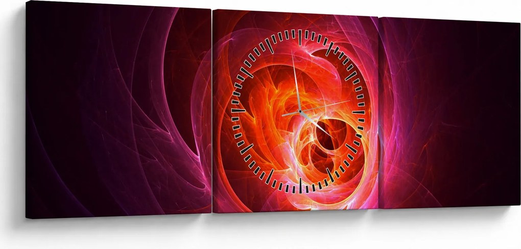 Tabloul modern cu abstracțiune roz (cu ceas) (90x30 cm)