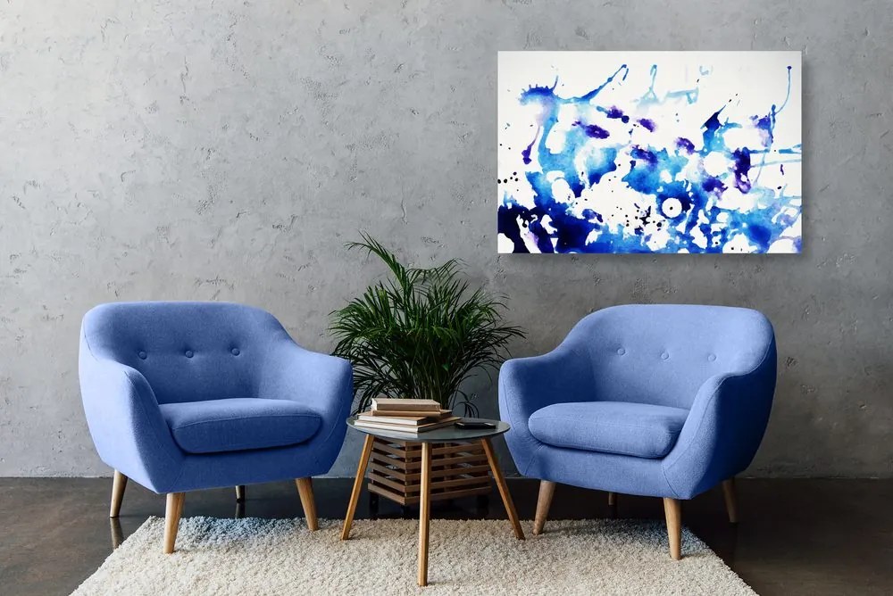 Tablou acuarel albastru în design abstract