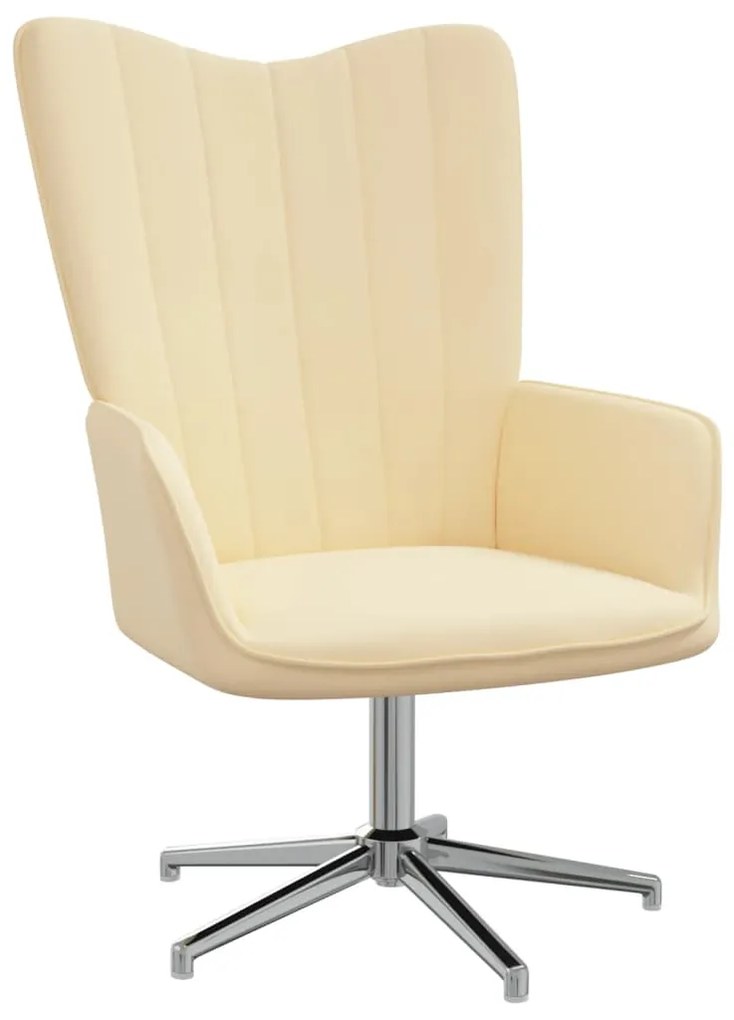 327730 vidaXL Scaun de relaxare, alb crem, catifea