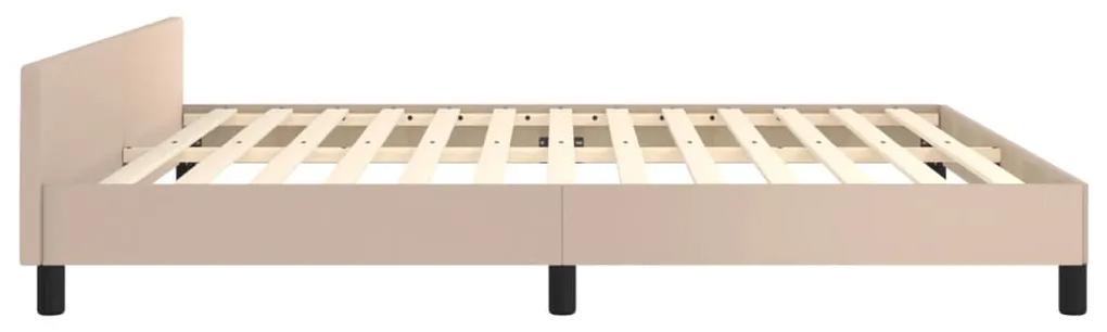 Cadru de pat cu tablie, cappuccino, 160x200 cm, piele ecologica Cappuccino, 160 x 200 cm, Design simplu