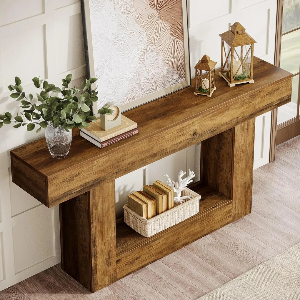 MAM4 - Masa Consola, 160 cm, masuta hol, living, dining, dormitor - Maro - Negru / Maro