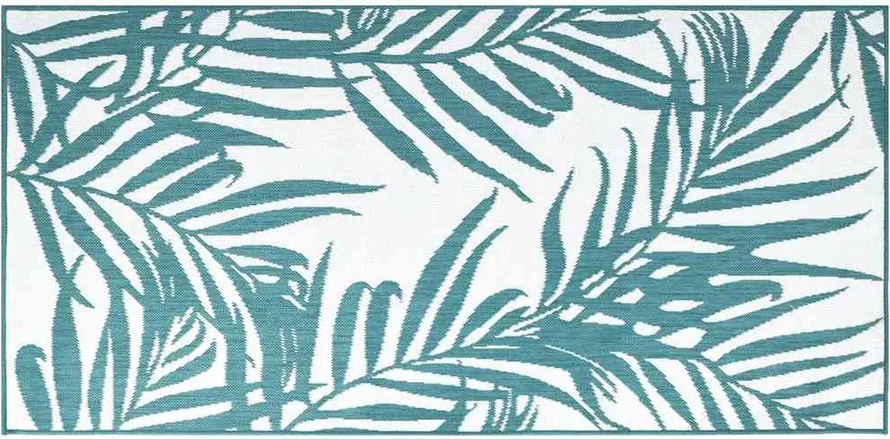 vidaXL Covor de exterior, acvamarin/alb, 80x150 cm, design reversibil