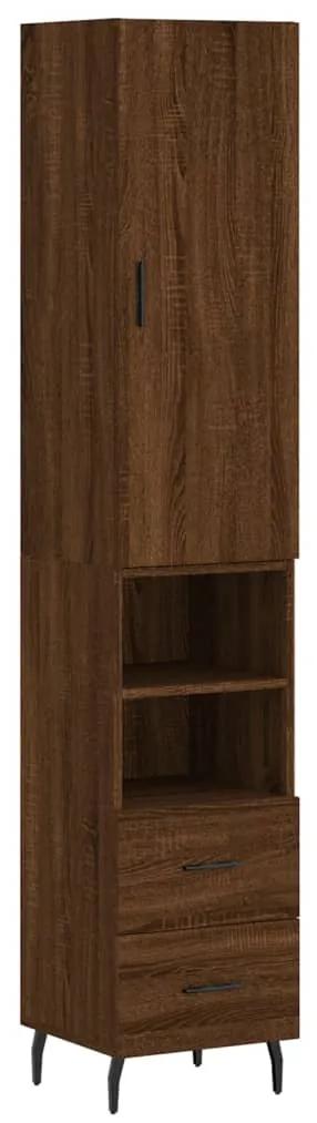 3198936 vidaXL Dulap înalt, stejar maro, 34,5x34x180 cm, lemn prelucrat