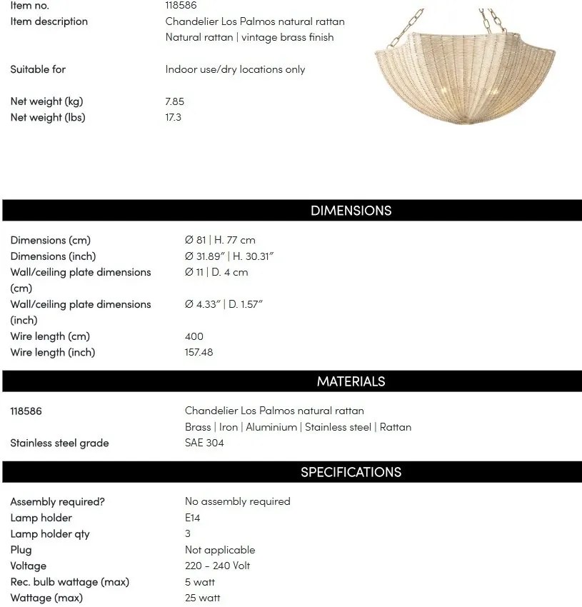 Candelabru design LUX, Rattan, Alama Vintage, Los Palmos