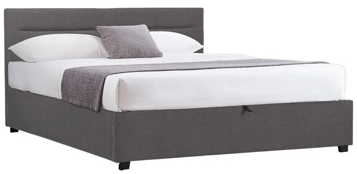 Pat Molter 160x200 Cm Lada Depozitare, Tapiterie Textila Gri Inchis