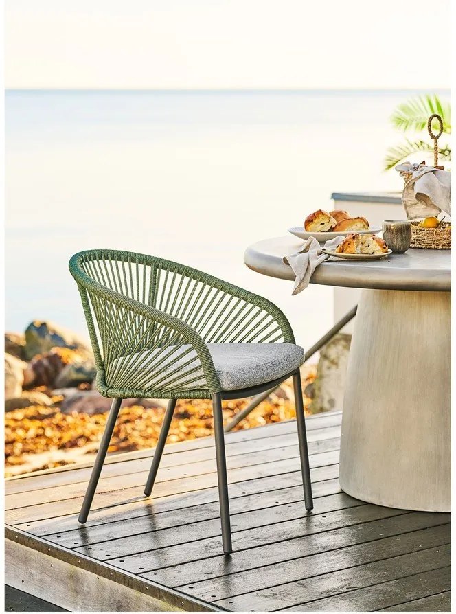 Scaun de grădină verde din metal/capitonat Novella – House Nordic