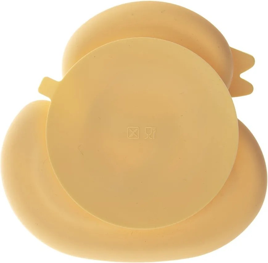 Farfurie pentru copii galbenă din silicon 19x19,5 cm Chicken – Orion