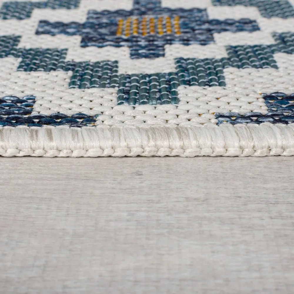 Covor pentru exterior și interior galben/albastru 160x230 cm Zia Trellis – Flair Rugs