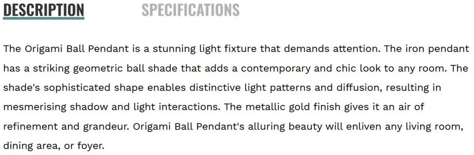 Lustra/Pendul din metal design decorativ Origami