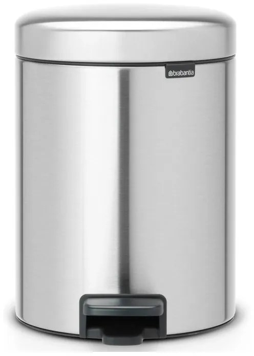 Cos de gunoi cu pedala Brabantia NewIcon 649016, 5 L, Inchidere lina, Baza antiderapanta, Rezistent la amprente, Inox