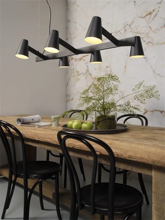 Lustra moderna cu 6 brate si abajururi reglabile Biarritz matt black