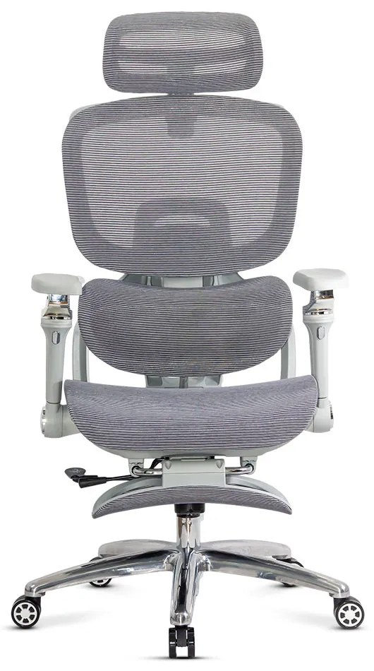 Scaun ergonomic gri de birou cu suport lombar încălzit cu masaj și șezut cu ventilație SYYT 9521