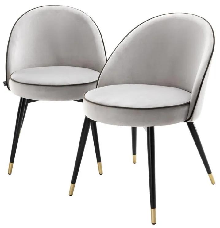 Set de 2 scaune elegante design LUX Cooper, catifea gri deschis 113124 HZ
