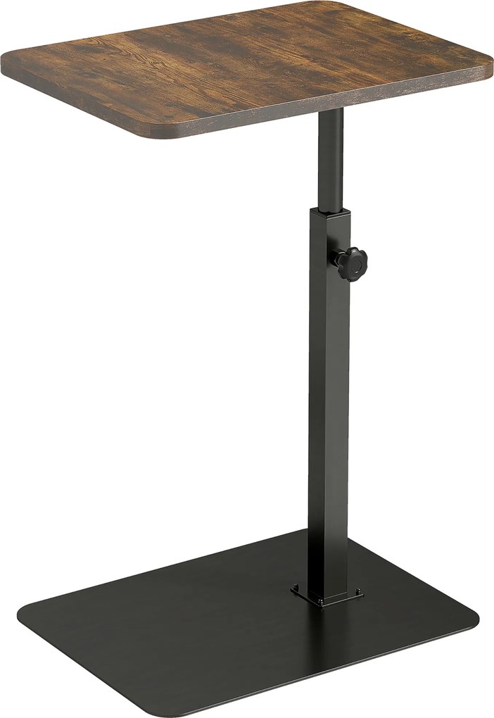 HOMCOM Măsuță laterală în formă de C, reglabilă pe înălțime, pentru canapea și pat, metal, maro rustic | Aosom Romania