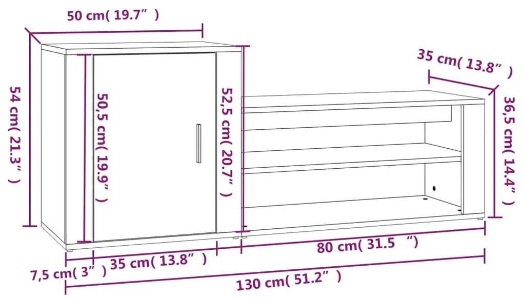 Pantofar, alb extralucios, 130x35x54 cm, lemn prelucrat 1, Alb foarte lucios