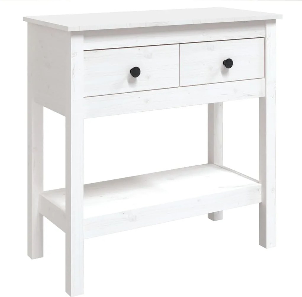 vidaXL Masă consolă, alb, 75x35x75 cm, lemn masiv de pin