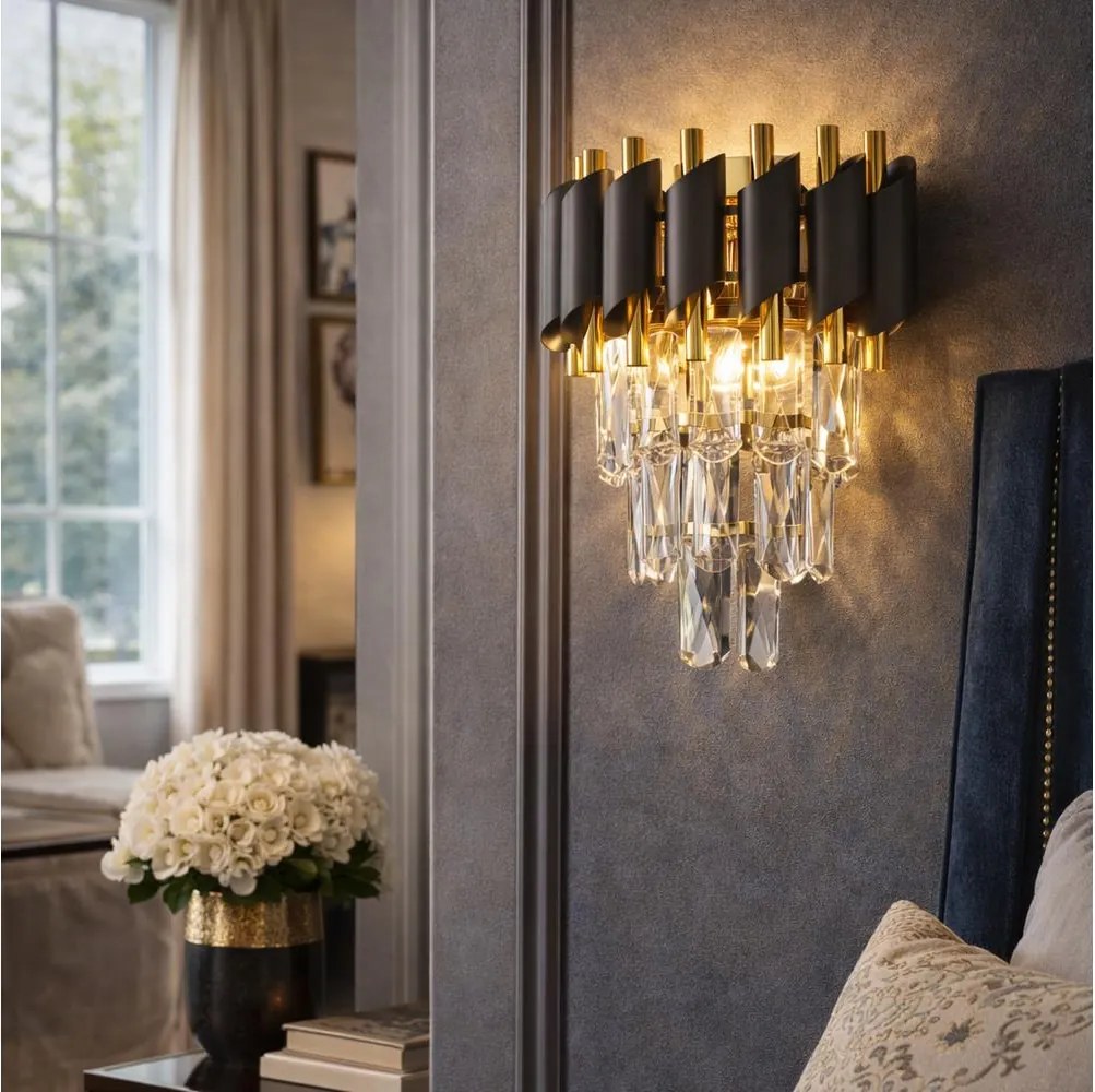 Brilagi - Aplică de perete ECLIPSE 2xE14/10W/230V negru/auriu