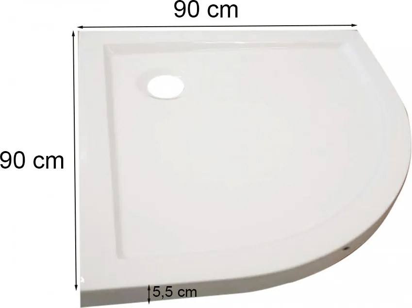 Cădiță de duș acrilică joasă curbată Modena Slim 90x90x5.5 cm