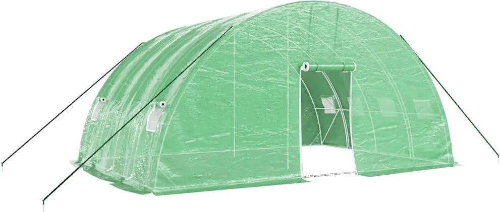 vidaXL Seră cu cadru de oțel verde 24 m² 6x4x2,85 m