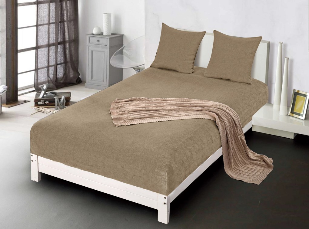 Cearsaf Cocolino microplus cu elastic SOFT 90x200 cm maro