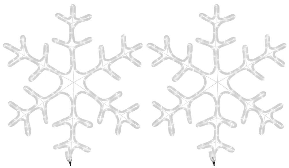 Figurina Fulg de Zapada de Craciun LED 2 buc. alb cald 59x59 cm 2, 59 x 59 cm