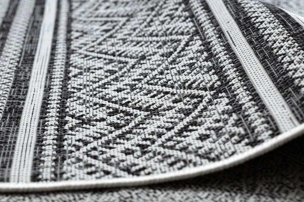 Covor SISAL SION Zig Zag, Caro Boho 22168 țesute plate negru / ecru