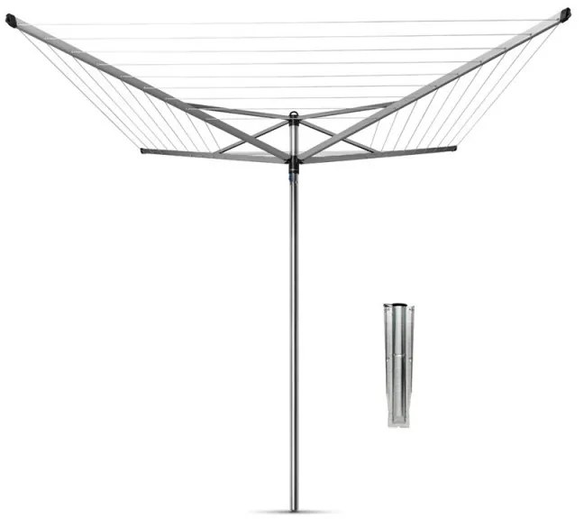 Uscator de rufe pentru exterior Brabantia TopSpinner 90300260, 40 m, Tepusa din metal pentru infigere, Rezistent la coroziune, Inox