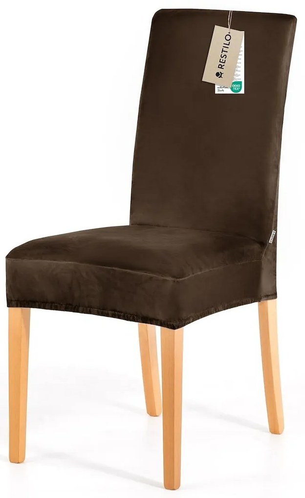 Restilo Husă pentru scaun Sento maro închis, 48 x48 x 58 + 10 cm, set de 6 bucăți