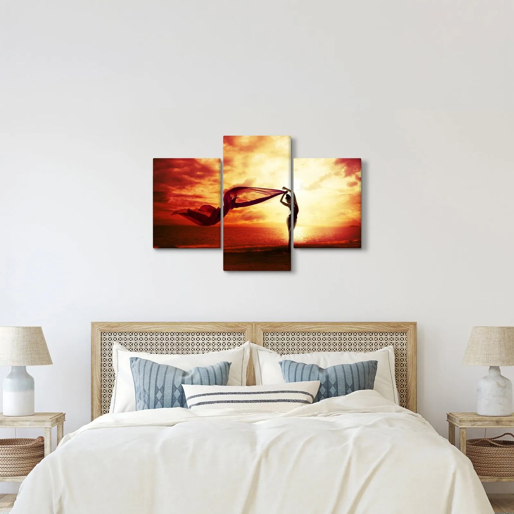 Tablou - Silueta femeii la apus de soare (90x60 cm)
