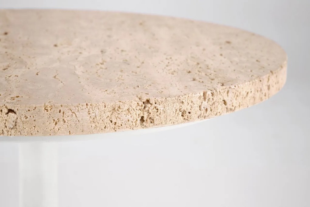 Masa de cafea Traverso S travertin/alb ø35/h56 cm
