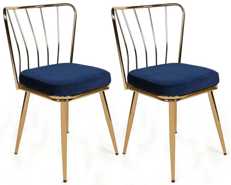 Set de scaune de sufragerie Yildiz Dark Blue, 4bucăți