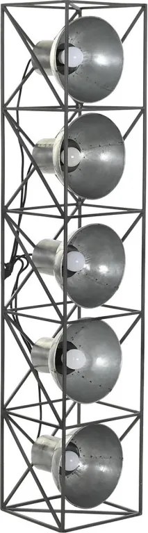 Lustră suspendată din metal, gri și negru, cu 5 brațe, 24 x 115 x 24 cm, „Charroux”