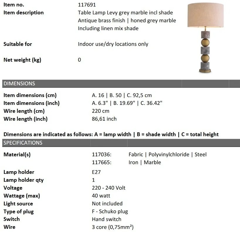 Veioza, Lampa de masa design LUX Levy