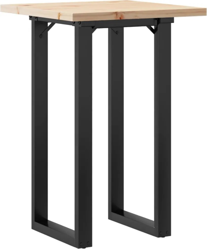 vidaXL Masă bucătărie, cadru O, 50x50x75,5 cm lemn masiv pin și Oţel