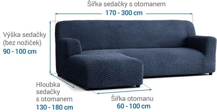 Gaico Huse bielastice MOSAICO albastre canapea cu otoman stânga (l. 170 - 300 cm)