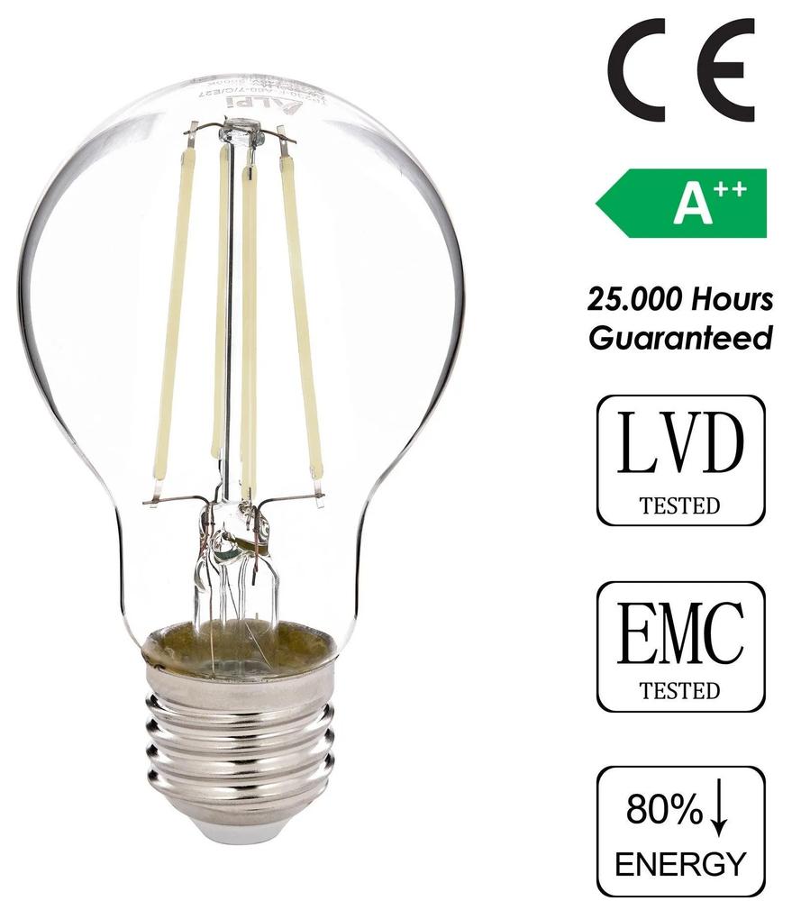 Bec cu LED E27 A60 - Alb, Transparent