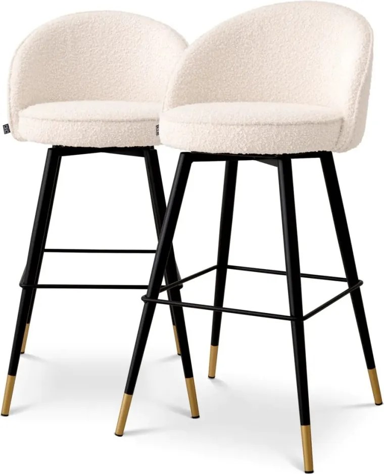 Set de 2 scaune de bar pivotante, design LUX, Bar Stool Cooper crem