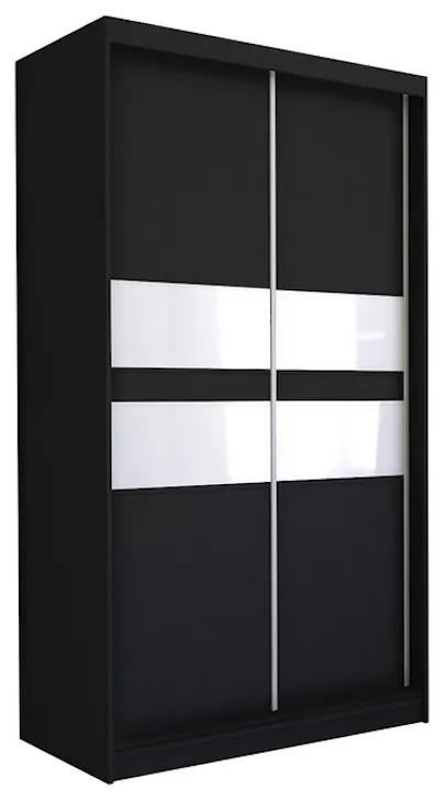 Expedo Dulap cu uși glisante IRIS, negru/sticlă albă, 150x216x61