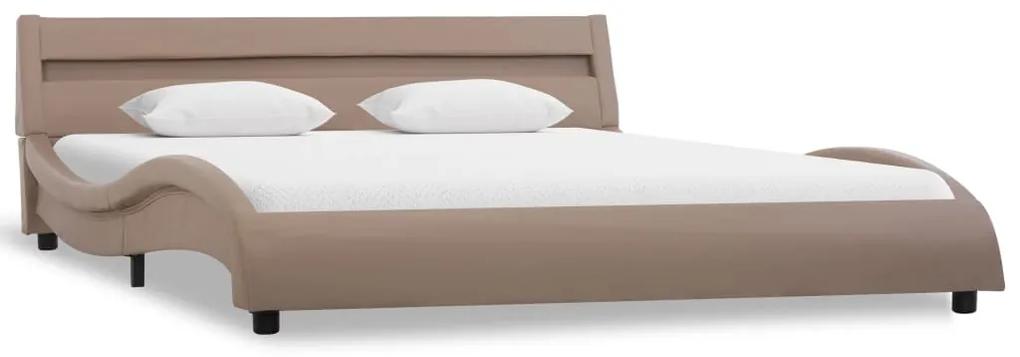 285700 vidaXL Cadru pat cu LED, cappuccino, 160x200 cm, piele ecologică