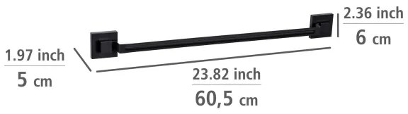 WENKO 71445800 - Bară pentru prosoape VACUUM-LOC QUADRO ED 60,5x6 cm negru