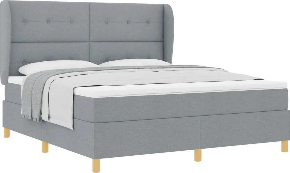 vidaXL Pat cu arcuri cu saltea Gri deschis 200 x 180 cm țesătură