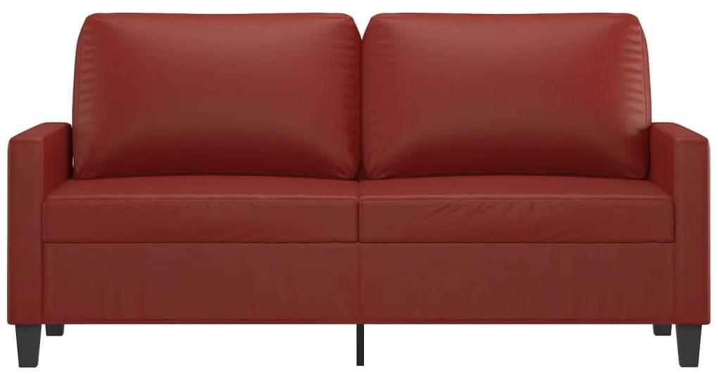 Canapea cu 2 locuri, rosu vin, 140 cm, piele ecologica