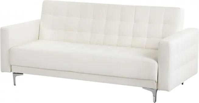 Canapea extensibilă Aberdeen din piele ecologică cu 3 locuri, alb